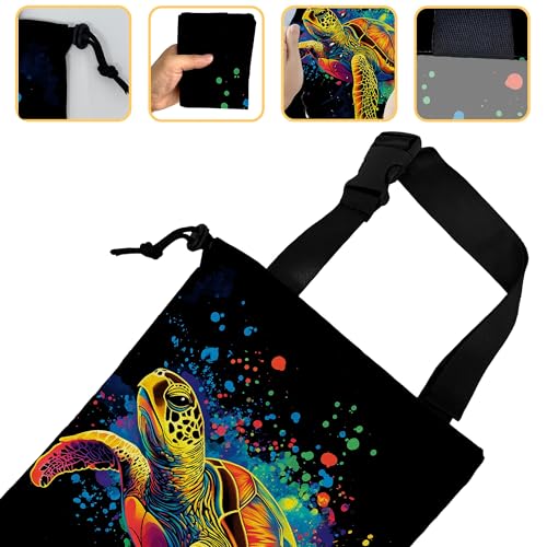 Image of Watercolor Sea Turtle Car Garbage Bag, Small Car Trash Bag Hanging Back of Seat,Drawstring Car Trash Bag with Adjustable Buckle,Car Accessories for Camping Travelling