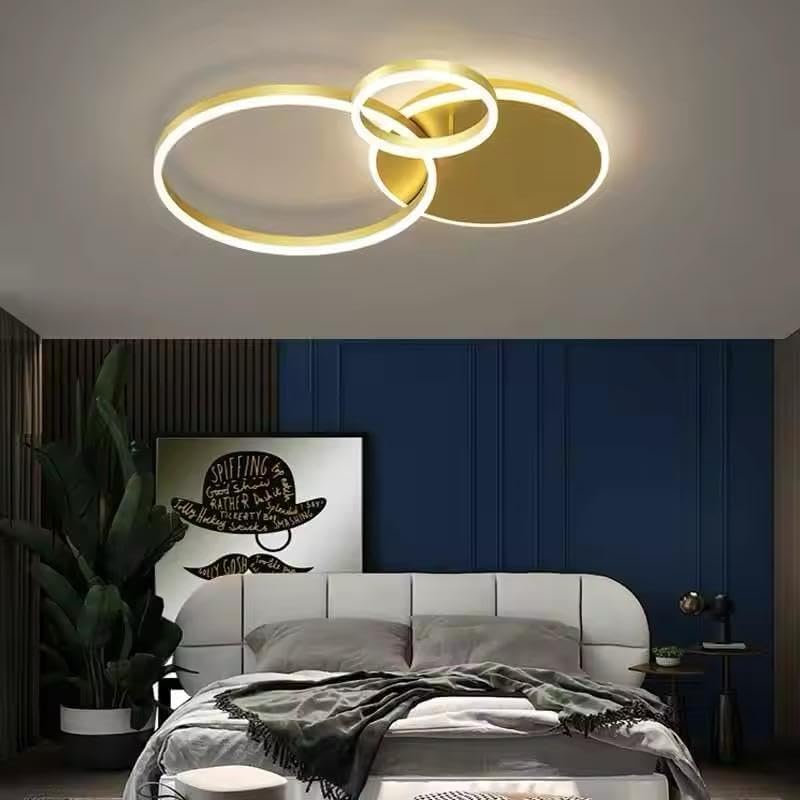 Image of 5 Light Golden Body Modern LED Ring Chandelier for Dining Living Room Lamp - Warm White