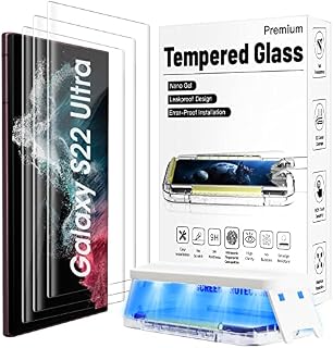3 Pack Ultra Glass Screen Protector for Samsung Galaxy S22 Ultra Tempered Glass Shield Full HD 3D Curved Edge 100% Ultrasonic Fingerprint Unlocking Protector Easy Install Kit for Galaxy S22 Ultra 5G