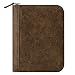 FranklinCovey - FC Basics Ring-Bound Binder for FranklinCovey Planners | Distressed Simulated Leather - Zipper Binder (Compact, Brown)