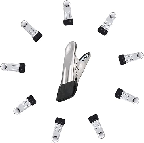 Paquete de 10 pinzas para ropa de acero inoxidable de larga duración con función antiarañazos agarre fuerte resistente a la intemperie clip