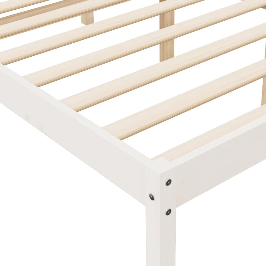 Seniorenbett 180x200 cm aus massivem Kiefernholz, Doppelbett in Weiß, Seniorengerechte Komforthöhe 45 cm, stabiles Bettgestell mit Kopfteil und Stauraum unter dem Bett