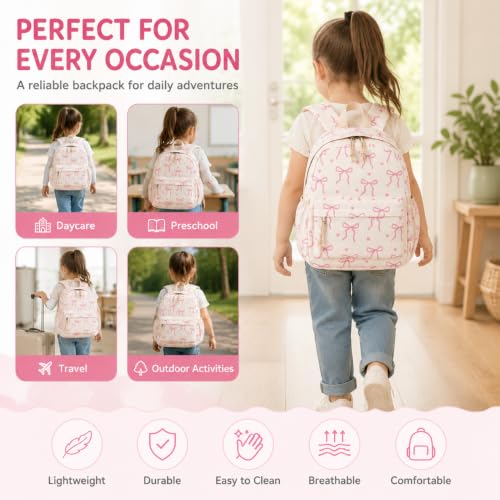 Image of LOIDOU Toddler Backpack for Girls School Bookbags for Preschool Kindergarten Cute Backpacks (Mini Bow tie Beige, S-12)