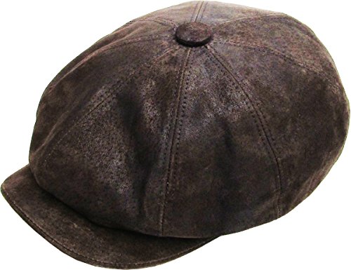 Kbl-108 Dbr S/M Genuine Leather Ascot Ivy Newsboy Hat #TOP3