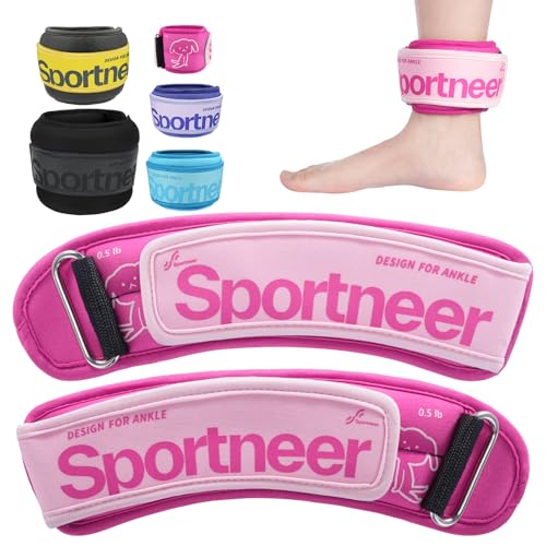 Sportneer Ankle Weights 0.5/1/2/3/5 LBS 1 Pair Wrist Leg Arm Weights for Women Men Kids Child with Adjustable Straps, Strength Weighted for Jogging Running Walking Fitness Gym Workout (Pink, 0.5 lbs x 2)