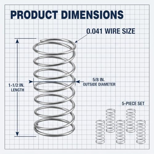 5‑Pack 9727 Compression Spring, 0.041 GA, 5/8 in OD x 1‑1/2 in — 사진 2