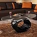 Tidyard Tavolino da Salotto, Tavolino da caffè, con Ripiano Ovale in Vetro 8 mm di Spessore, 115x65x40 cm Nero Lucido