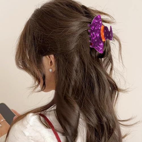 Pinza para cabello Halloween sombrero de bruja púrpura acrílica miniatura 5