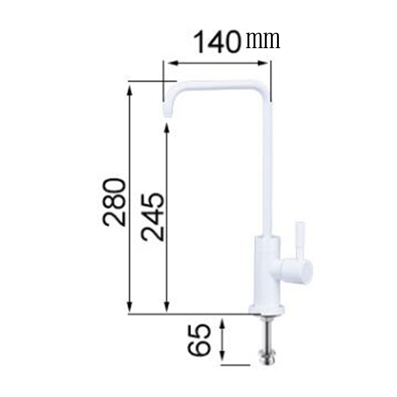 Grifo de Osmosis Inversa Blanco Acero Inoxidable Giratorio Solo Agua Fría Grifo Agua Potable Cocina-A