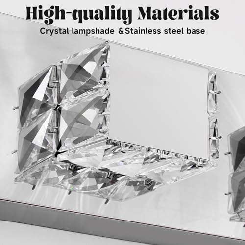 Image of 4-Light Bathroom Light Fixtures,Modern Crystal Bathroom Vanity Lights Fixture Over Mirror, Crystal 4 Lights Wall Sconce for Mirror Bedroom, Living Room