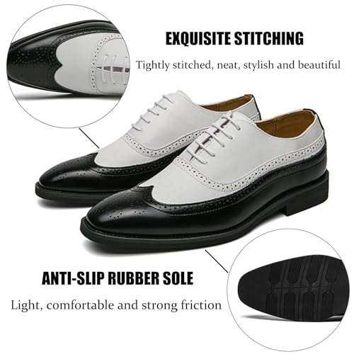 Men's Leather Brogue Wingtip Lace-Up Oxford Shoes Open-Vamp Low-Top Business Dress Shoes Comfortable Outdoor Fashion Sport Shoes2