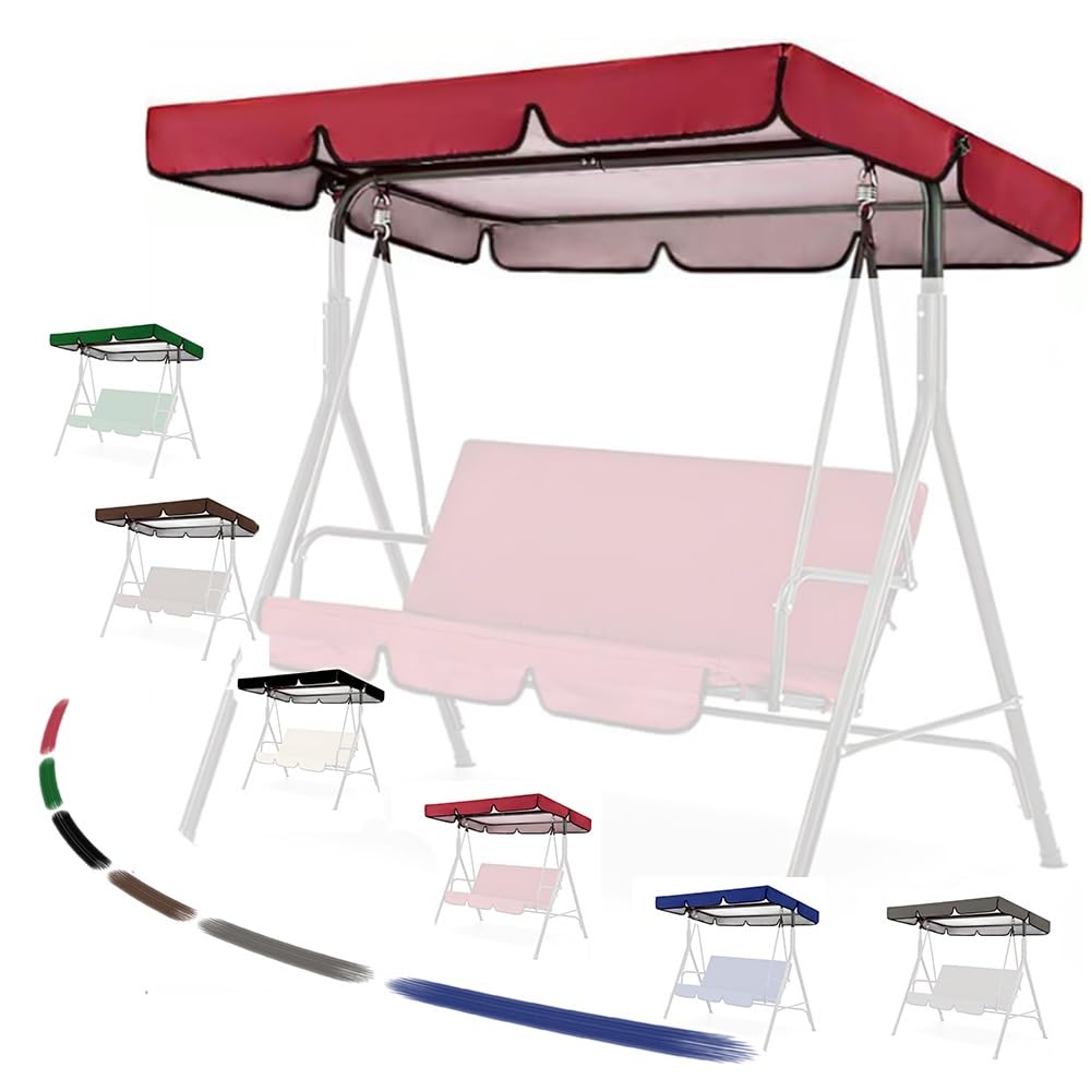 OPOLDBDMAC Patio Swing Cover 78x57in 98x73in Replacement Canopy For Outdoor Swing，Glider Swing Sunshade Top Thickened Oxford Hammock Cover Top Waterproof Windproof(Red,74.8x52in-190x132cm)