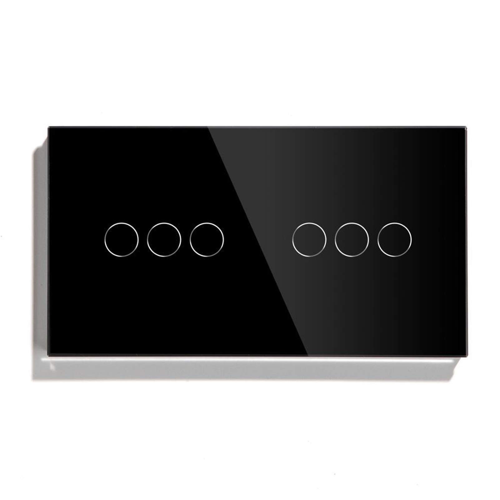 Touch Lichtschalter, Lichtschalter Touch 6 Gang Luxus Wall Touch Sensor Switch Für Zuhause 157mm Lichtschalter Weiß Schwarz Goldene Kristallklasse Panel Schalter 3 Farben(Black)