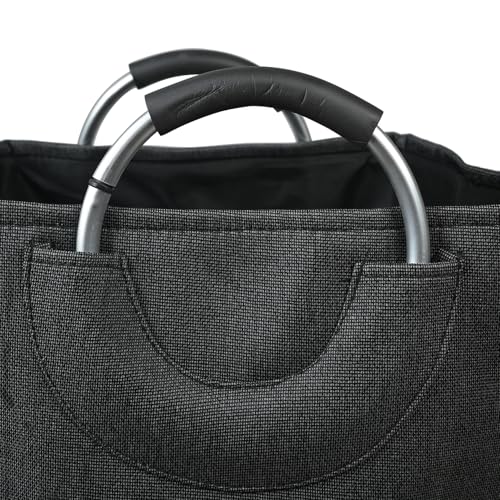 Image of KYLO Efficient Laundry Bag| No Fuss Laundry Bag| Superior Steel Handles| Rubber Covering to Support Fingers| Multiple Colors - Goes Well With The Decor - 82 L, Black