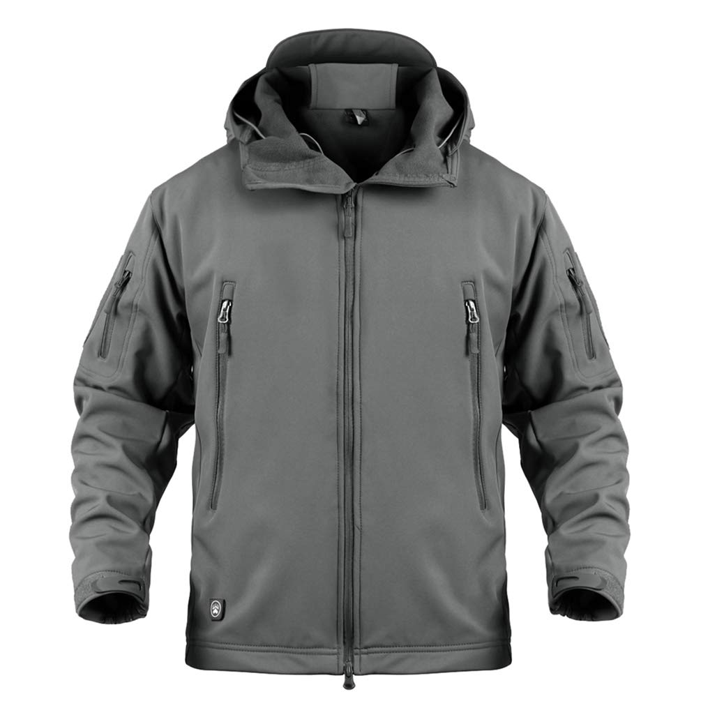 Uomo Tattico Softshell Giacca con Cappuccio Camouflage Autunno Inverno Outdoor Militare Pile Fodera Impermeabile Antivento Giubbotto Sci Cappotto Trekking Caccia