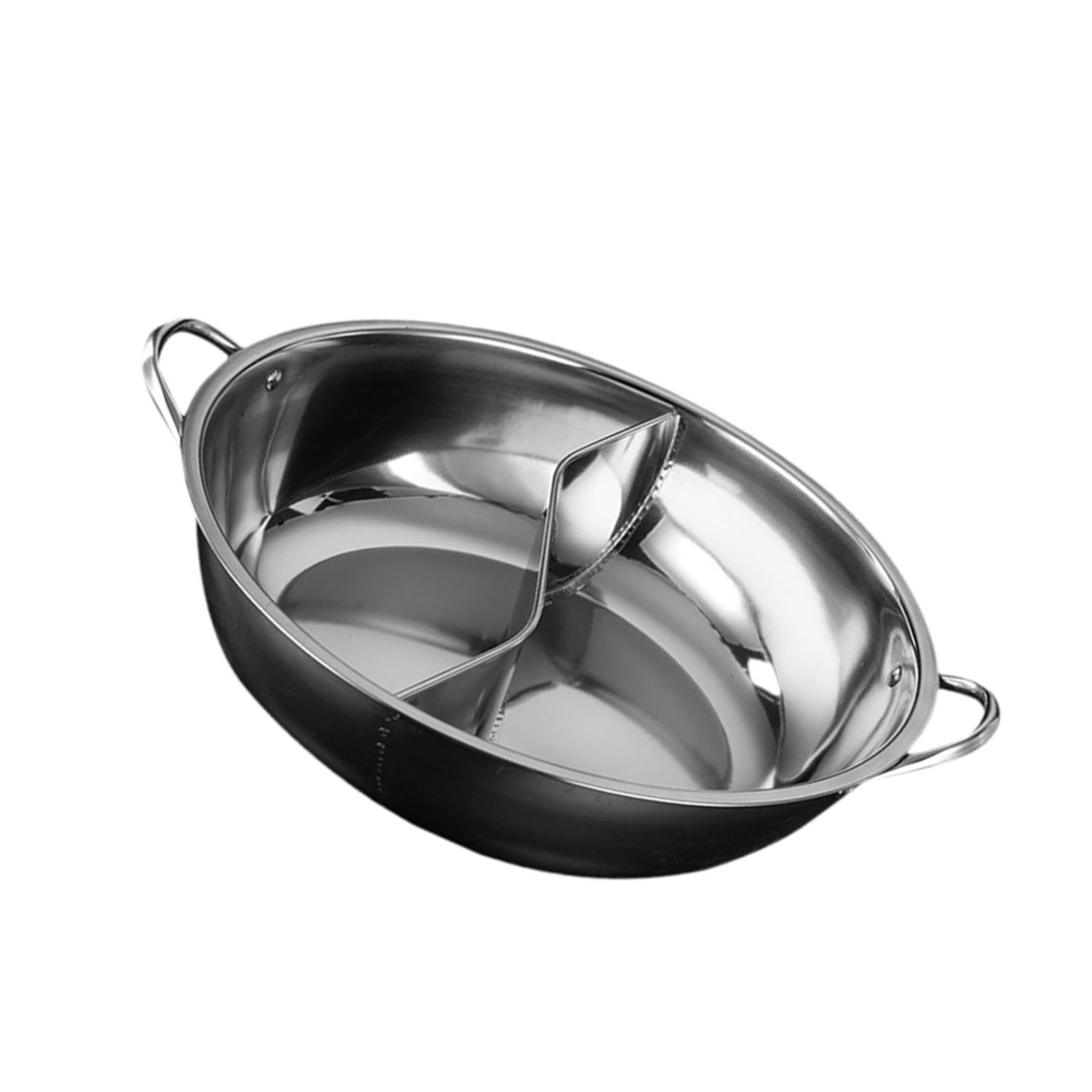Bothyi Stainless Steel Pot with Divider,Shabu Shabu Pot Easy to Clean for Induction Cooker Double Flavor for Family Gathering Party, L