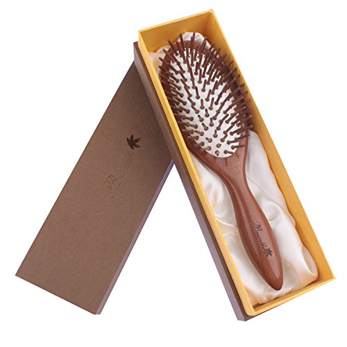 Breezelike Wood Hair Brush - Wooden Professional Detangling Massage Brush Handmade With Natural Red Sandalwood #TOP3