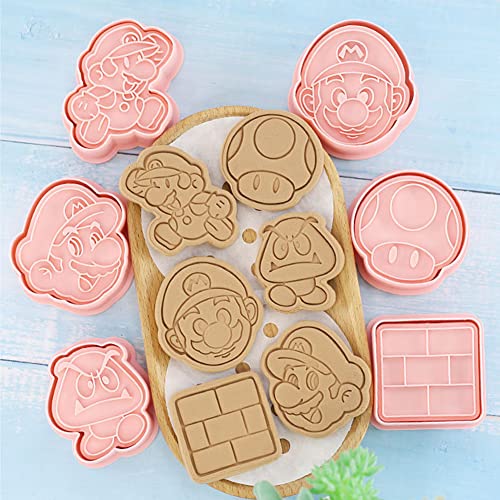 Channel V 3D Cookie Cutters and Stamper Super Mario Piggy Unicorn Biscuit Cutters Embossing Fondant Baking Tool, Sugar Craft, Cake Decoration Cookie Stamps Set of 12 (Super Mario Cookie Cutter)