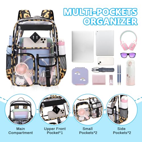 Image of PIG PIG GIRL Clear Backpack for School,Heavy Duty PVC Transparent Bookbag for Girls Stadium Approved See Through Backpack