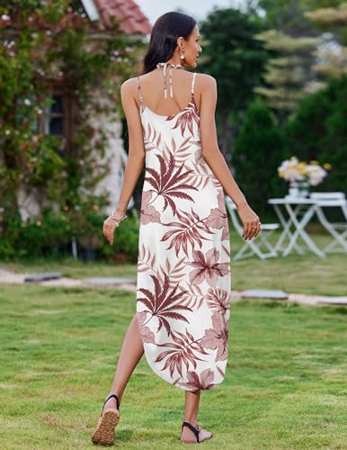 Image of Zeagoo Women's Casual Sundress Summer Maxi Sleeveless V Neck Split Boho Beach Dress Travel Vacation Dress with Pockets