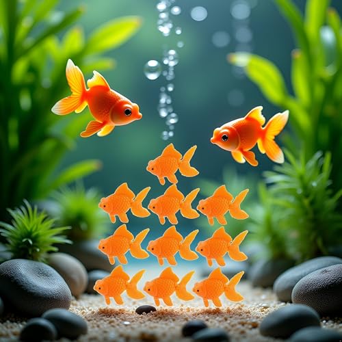 Image of 10Pcs Orange Aquarium Fish Bowl Tank Artificial Floating Plastic Decor Goldfish Ornament Fish Tank Decoration Aquarium Decor Thematic Ornaments