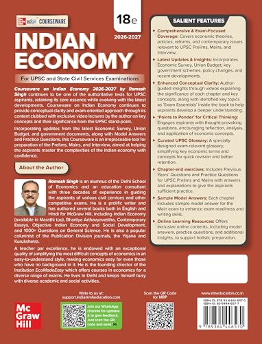 Image of Indian Economy Courseware, 18e by Ramesh Singh for UPSC 2026 | 290+ Solved Online Prelims PYQs (2011-2025) | 85+ Online Mains PYQs (2011-2025) | 45+ Author Videos | Economic Survey & Union Budget