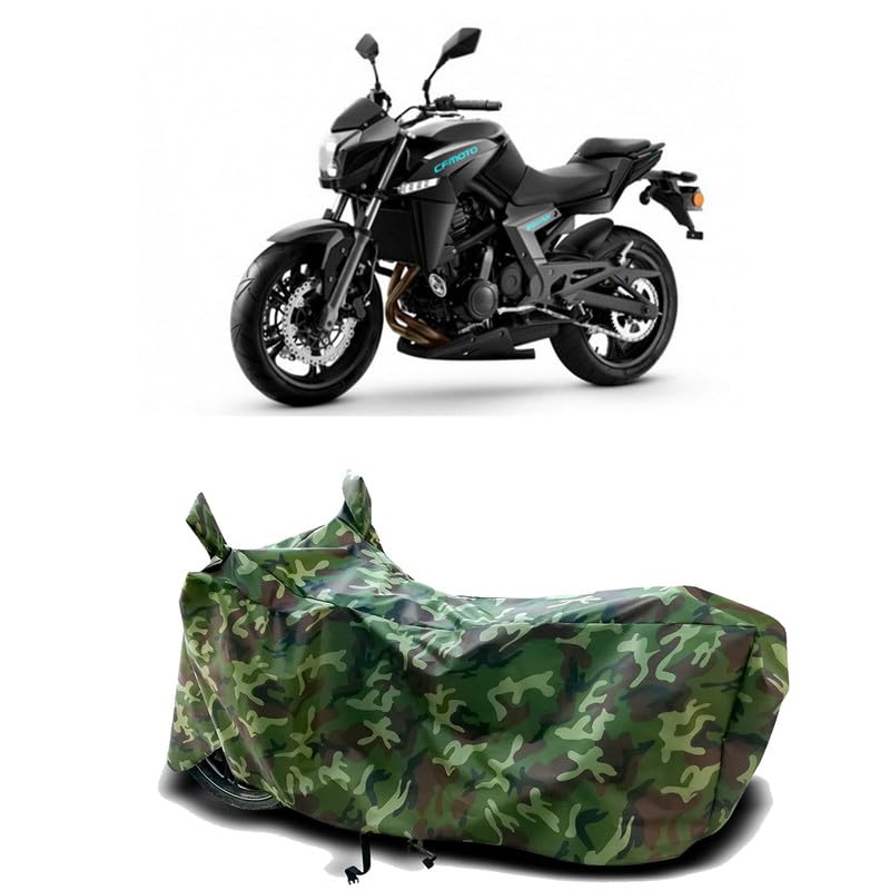 Image of DUFFEL-100% Heat Protection Two Wheeler Bike /Scooty Body Cover for CFMoto 650 NK Water Resistance /UV-Rays /Birds Dropping /Scratchproof /Dust Proof /Waterproof[Green Jungle Print]
