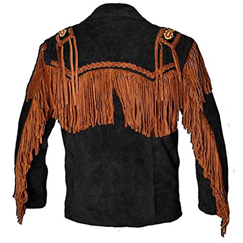 Image of LEATHERAY Western Leather Jackets for Men Cowboy Leather Jacket and Fringe Beaded Coat Suede Leather shirt