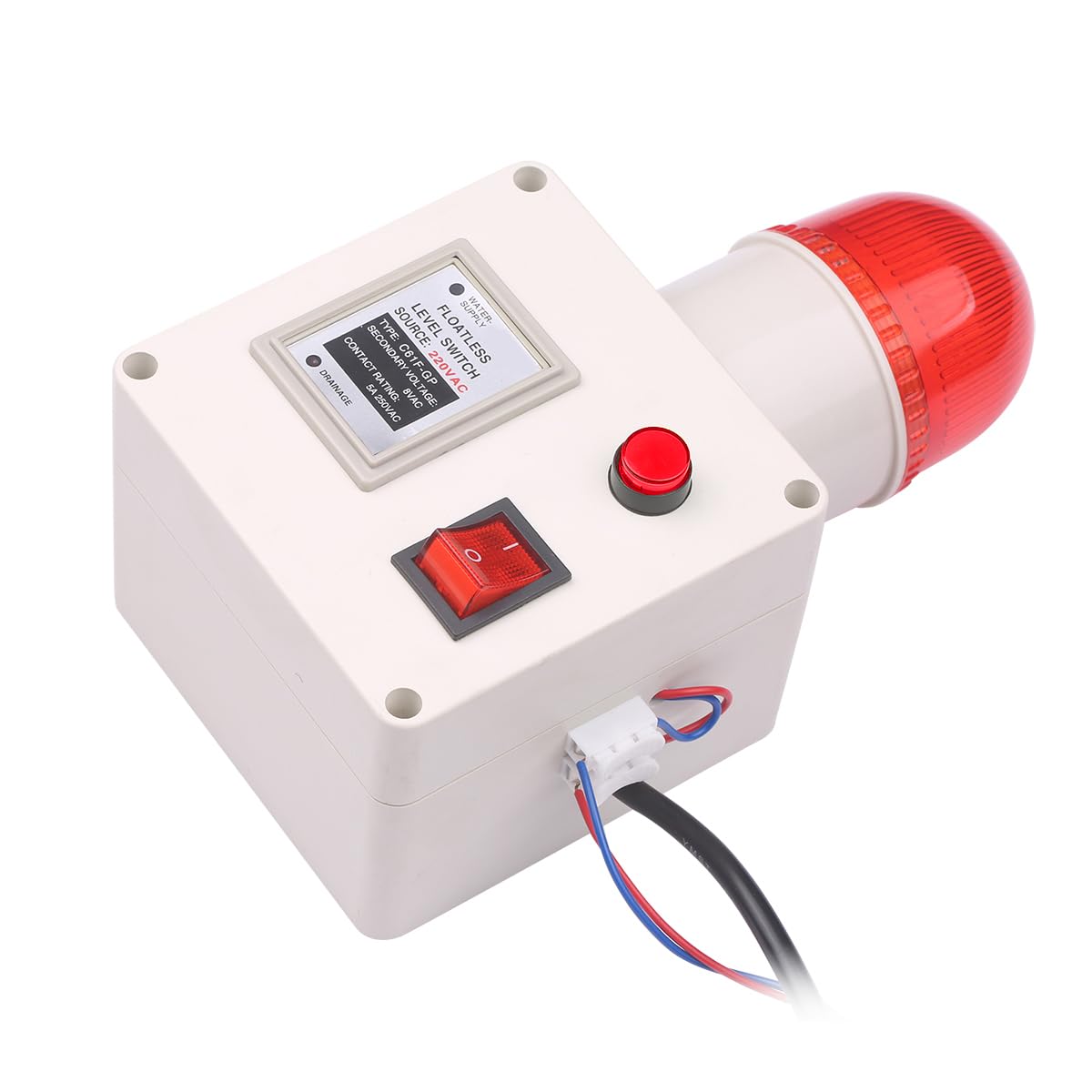 Alarme de Niveau d'eau, Sonde en Acier Inoxydable avec Câble de 15 M pour Détection de Liquide en Temps Réel avec Interrupteur Silencieux (Alarme de Niveau d'eau élevé sans Support)
