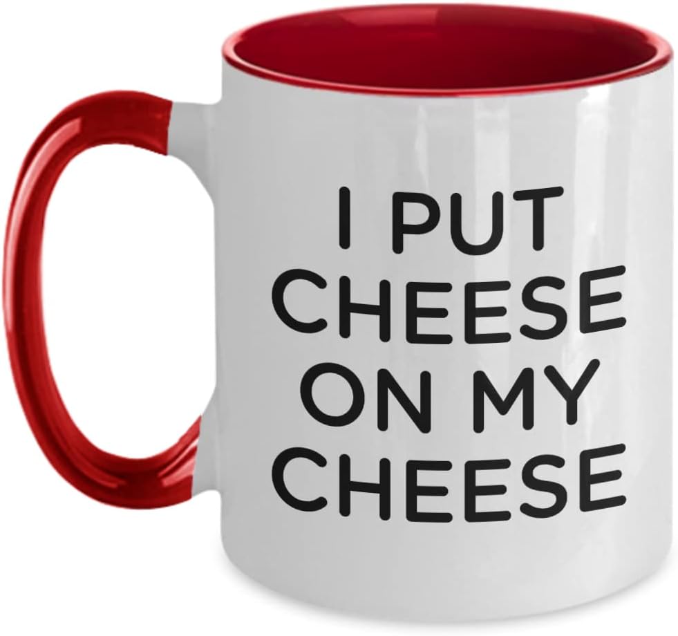 Cheese Tasting Mug - I put cheese on my cheese Two Tone, 11oz, Red