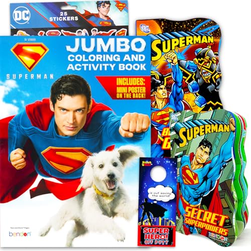 DC Comics Superman Coloring and Activity Book Set for Kids Ages 4-8 - Bundle with Superman Coloring Pages and 2 Board Books Plus Superman Stickers,...