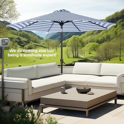 Image of Tempera Patio Market Outdoor Table Umbrella with Push Button Tilt and Crank, Large Sun Umbrella with Sturdy Pole & Fade Resistant Canopy, Easy to Set