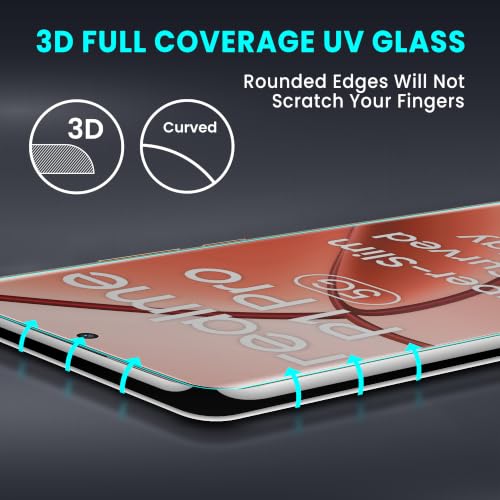 Image of ArmourPro 2 Pack Matte UV Tempered Glass for Realme P1 Pro, Realme 13 Pro, 13 Pro Plus and 12 Pro Plus 5G, Premium Curved Screen Protector with Anti-Glare Finish, Edge-to-Edge Coverage, Fingerprint Friendly and Case Friendly