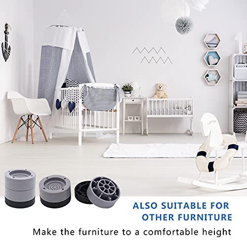 Hanihua 6 Sets Furniture Risers 1 Inch Grey Bed Risers, Heavy Duty Bed Lifts Risers For Table, Sofa, Couch, Desk, Adjustable Bed Frame Risers Supports Up To 1,300 Lbs #TOP5