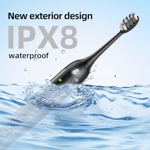 Image of Seapeoa Adult Sonic Electric Toothbrush with 10 Brush Heads, Travel Case, and Wall Bracket, Suitable for Both Adults and Kids, IPX8 Waterproof, USB Charging, 42000VPM, Black