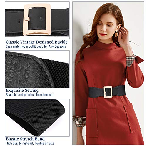 JASGOOD Women Dress Waist Belt Stretchy Elastic Vintage Belts for Dress Santa Belt with Metal Buckle2