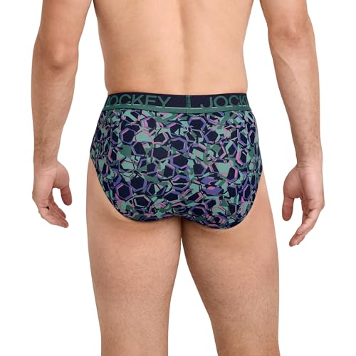 Jockey Men's Underwear True Style Brief - 3 Pack, Future Dusk Cherished Stripe/Faded Grape/Deconstructed Geo, L3