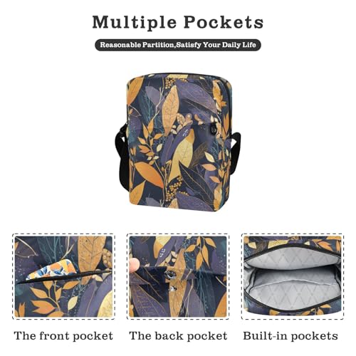 KLL Colorful Leaves Pattern Print Art small messenger bag for women Vegan Leather crossbody bag Casual Shoulder Handbags2