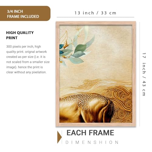 Image of kotart Paintings Modern Art Wall Decor Framed Wall Painting for Living Room, Bedroom - Dear Framed Wall Decor Paintings with Frame - Painting for Wall Decoration Set of 3-D (Art 4, 13x17 inch)