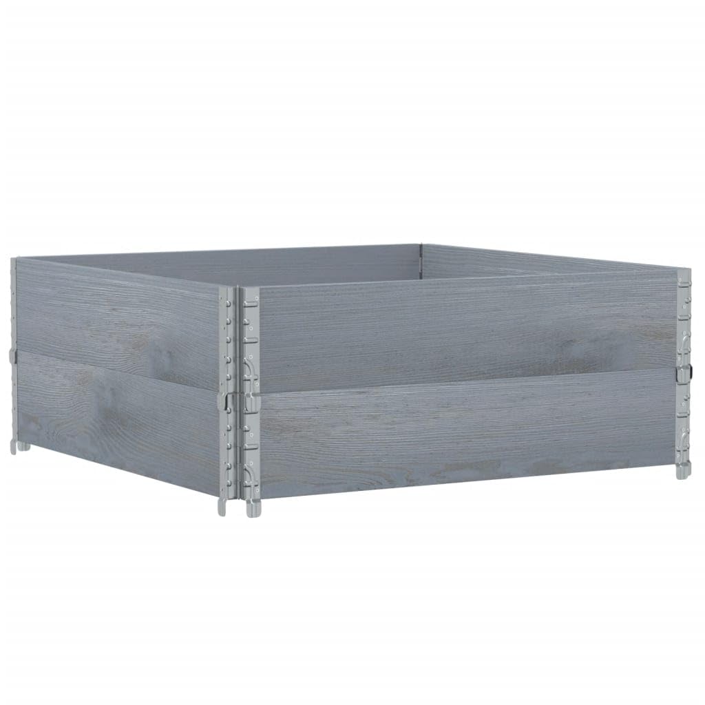 INLIFE Paletten-Aufsatzrahmen 2 STK. Grau 100x100 cm Massivholz Kiefer,Wirtschaft & Industrie,Materialbeförderung,Paletten & Ladeflächen,Grau,20 KG,4010291