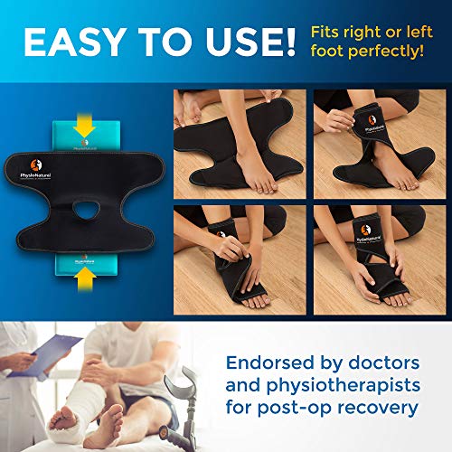 Physionatural Foot & Ankle Ice Wrap With 2 Cold Gel Packs – Great For Sprained Ankle, Achilles Tendon Injuries, Plantar Fasciitis, Bursitis & Sore Feet – Cold Therapy Pain Relief (Xs-Xl) #TOP6