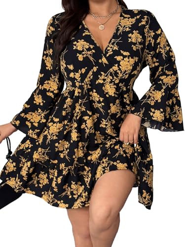 Image of Plus Size Summer Dresses for Women Casual Short Sleeves A Line Midi Dress
