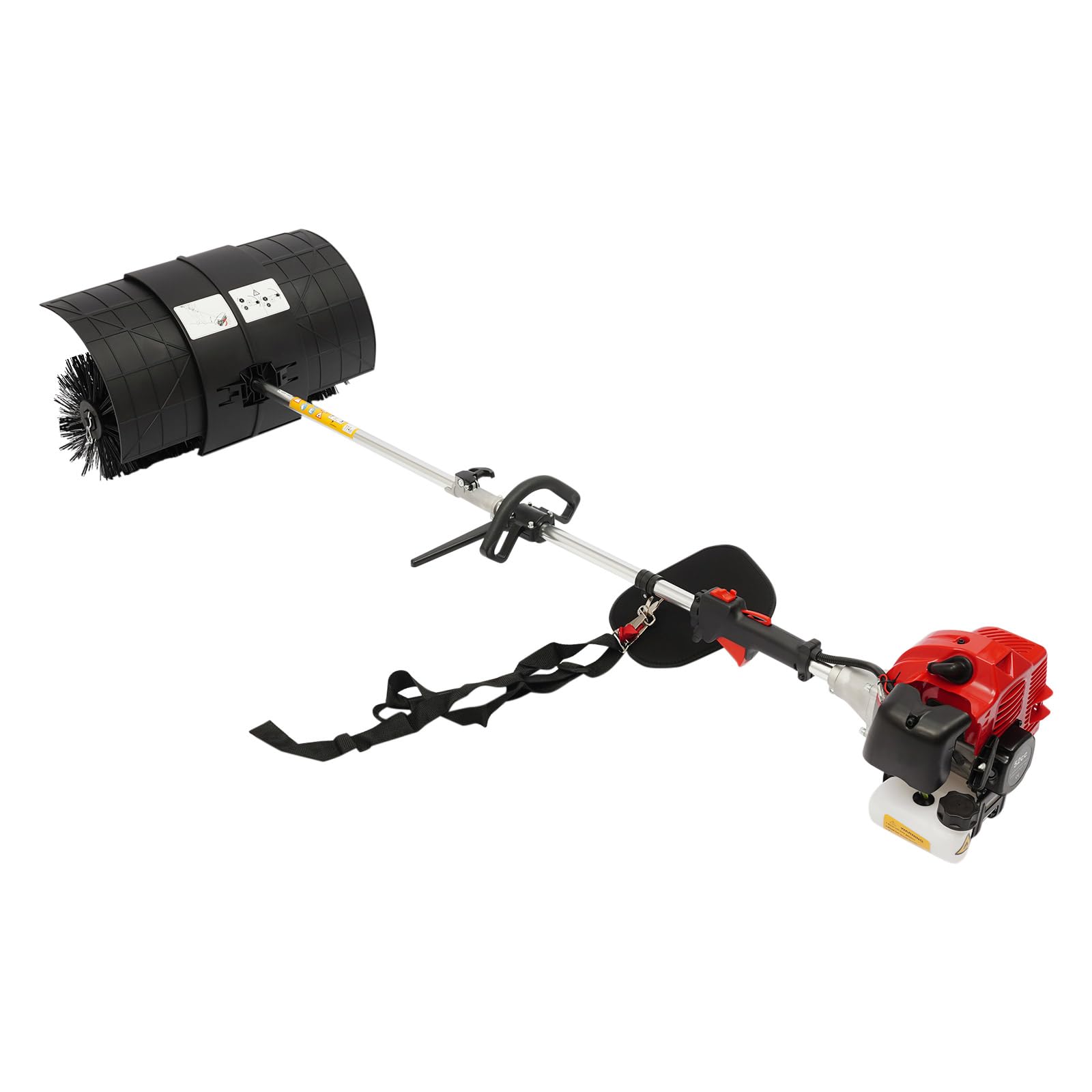 Barredora de gasolina de 52 cc, color negro y rojo, con cepillo de barrido de 20 pulgadas para patio, entrada y pasarela