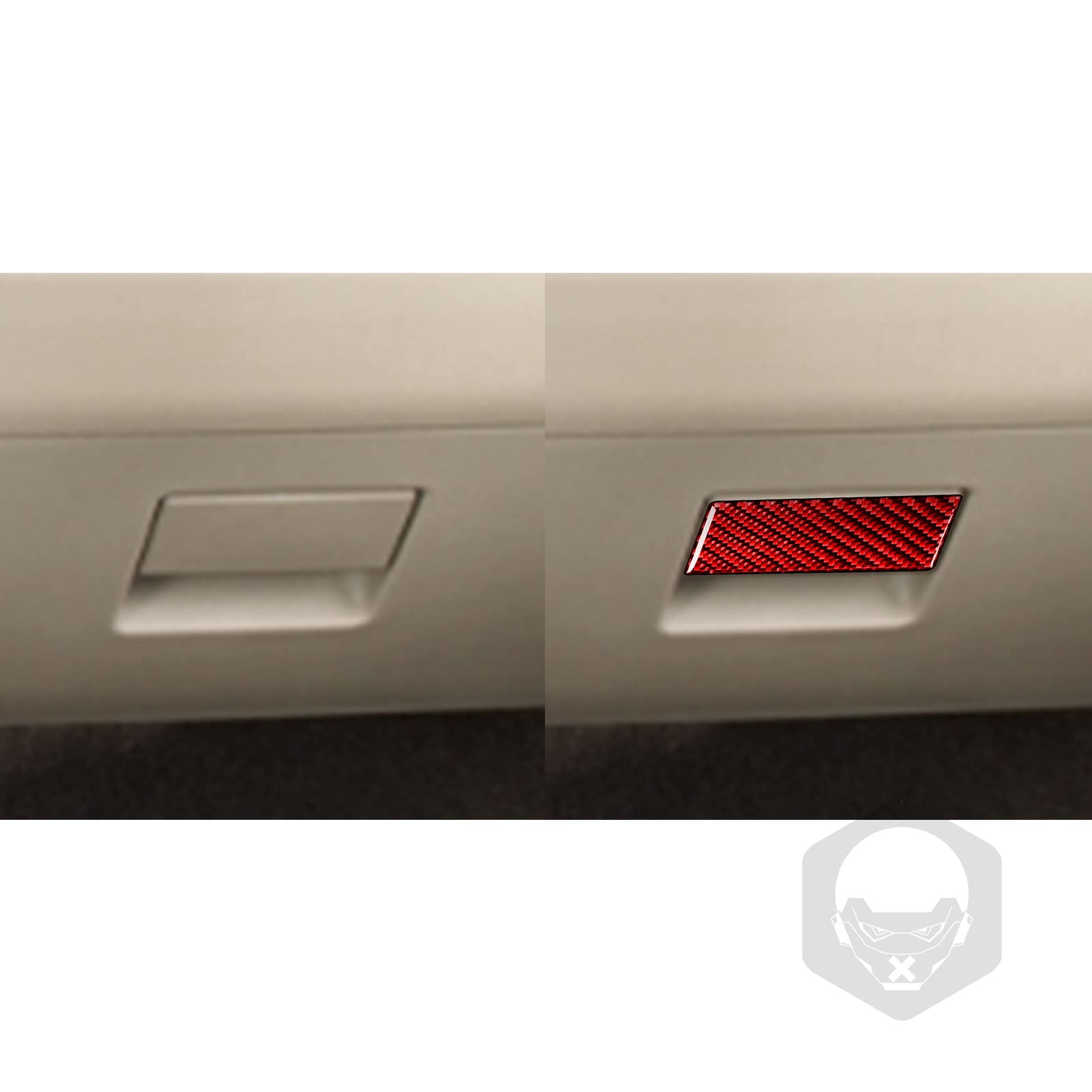 UOADA Car Co-Pilot Glove Box Handle Cap Panel Premium Real Carbon Fiber Sticker Decal Compatible with Dodge Ram 1500/2500/3500 2013 2014 2015 2016 2017 2018 Interior Accessories Red.