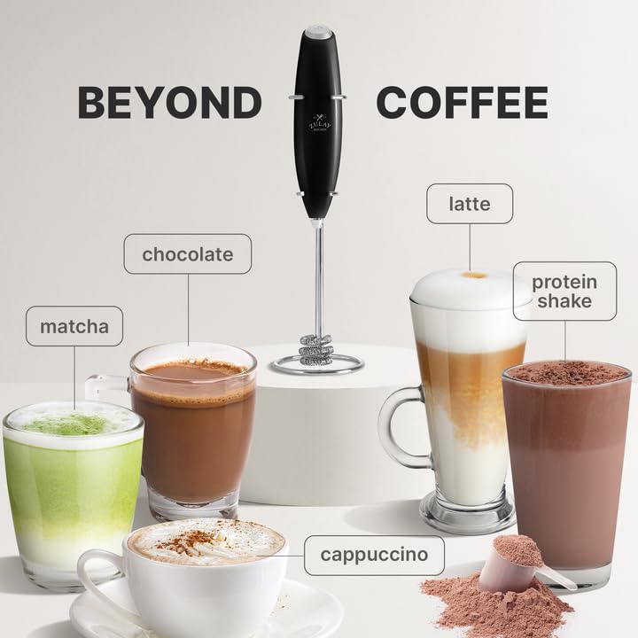 Image of Zulay Powerful Milk Frother for Coffee with Upgraded Titanium Motor - Handheld Electric Whisk, Milk Foamer, Mini Mixer & Coffee Blender for Frappe, Latte, Matcha, No Stand - Ultra Black