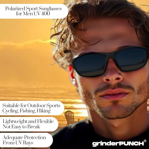 Image of grinderPUNCH Sport Polarized Sunglasses for Men & Women Baseball Running Cycling Fishing Golf Driving Shades Sun Glasses
