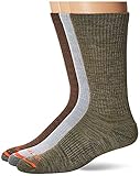 Merrell mens Cushioned Hiker Quarter 3 Pair Casual Sock, Dark Brown, Dark Grey/Light Grey, Olive Green, Medium-Large US