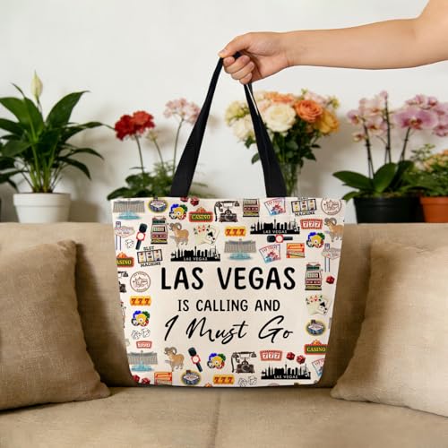 Bolso tote 'Las Vegas Is Calling', bolso de hombro y mano estético, ligero y lavable, ideal para compras y viajes, regalo para mujeres y amigas miniatura 3