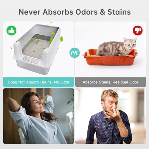 Image of WoofiGo Stainless Steel Cat Litter Box with Lid, XL Metal Litter Box for Big Cats, Extra Large Litter Box with High Sides, Never Absorbs Odors, Non-Sticky, Easy Clean, Anti-Urine Leakage, with Scoop