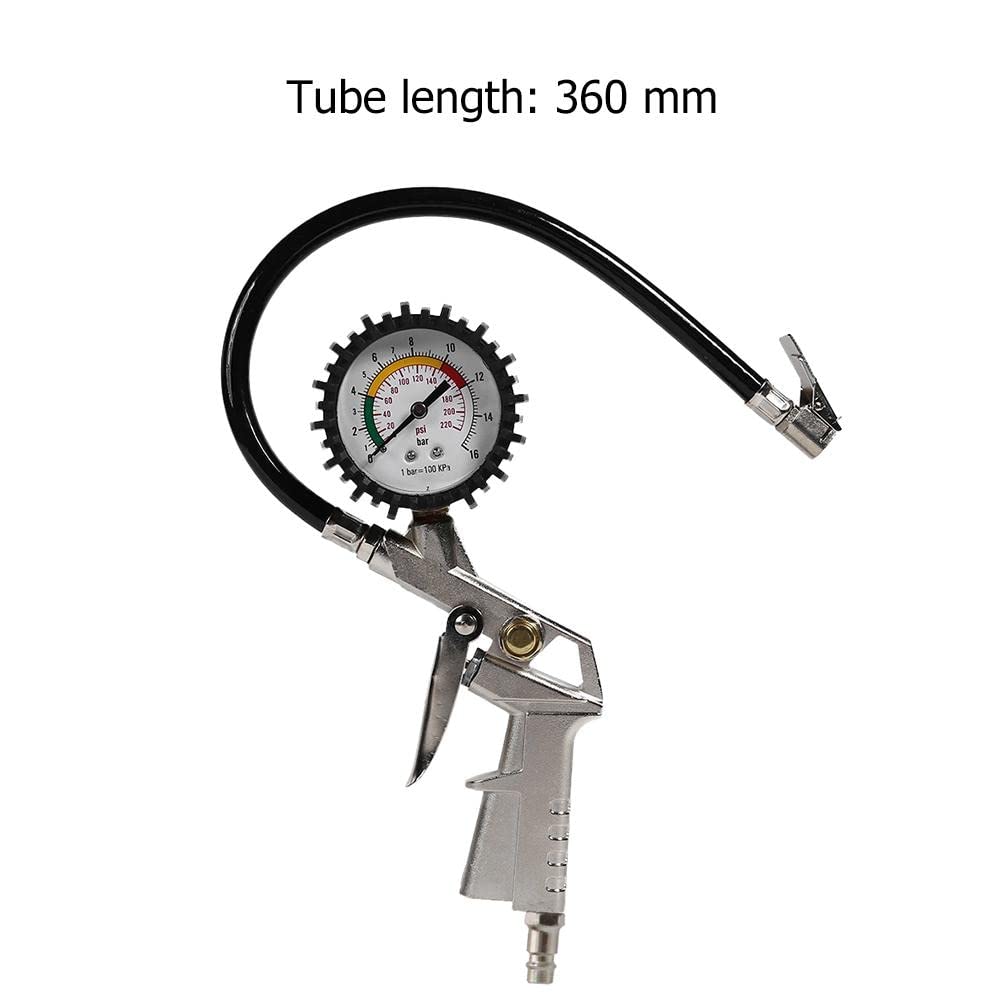 Manometr 0-220psi manometr do opon samochodowych wskaźnik ciśnienia powietrza w oponach inflator narzędzia do naprawy pistolet ciśnieniowy typ kompatybilny z motocyklem samochodowym (kolor: US) (ue)